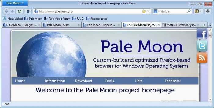 Pale Moon Navegador Descargar 2024 para Windows y Linux