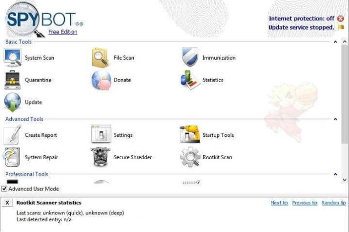 SpyBot Search and Destroy Anti-Spyware and Malware for Free